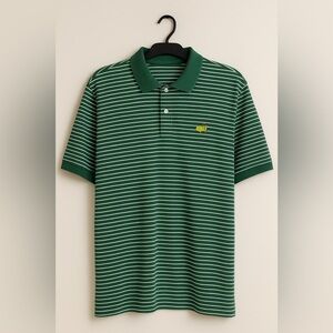 Augusta National Golf Shop Mens Polo Shirt Green Stripe 100% Cotton L